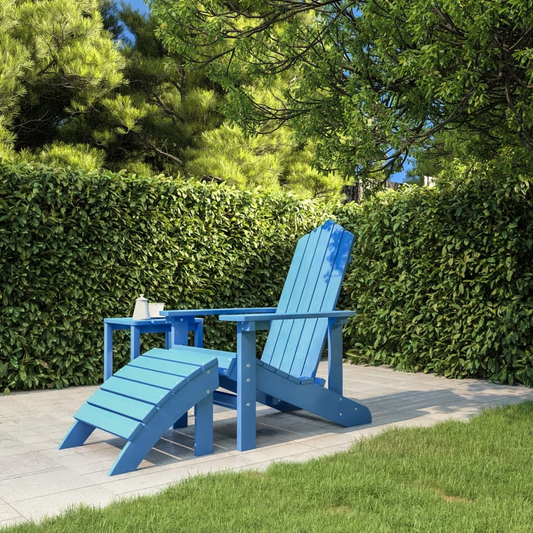 Apex Patio Adirondack Chair with Footstool HDPE Aqua Blue