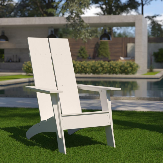 Apex Modern Commercial All-Weather Poly Resin Wood Adirondack Chair in White