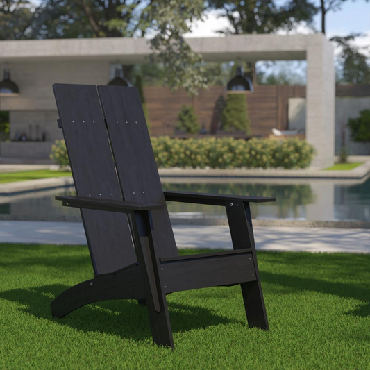 Apex Modern Commercial All-Weather Poly Resin Wood Adirondack Chair in Black