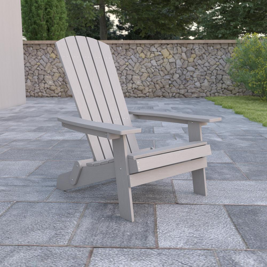Apex All-Weather Poly Resin Indoor/Outdoor Folding Adirondack Chair in Gray