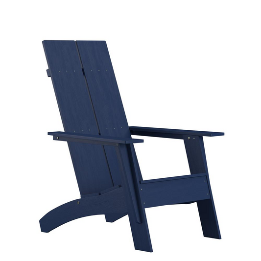 Apex Modern Commercial All-Weather Poly Resin Wood Adirondack Chair in Navy
