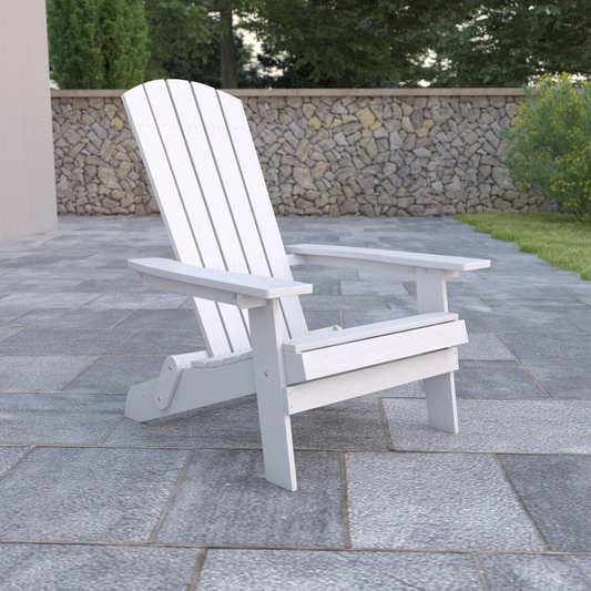 Apex All-Weather Poly Resin Indoor/Outdoor Folding Adirondack Chair in White